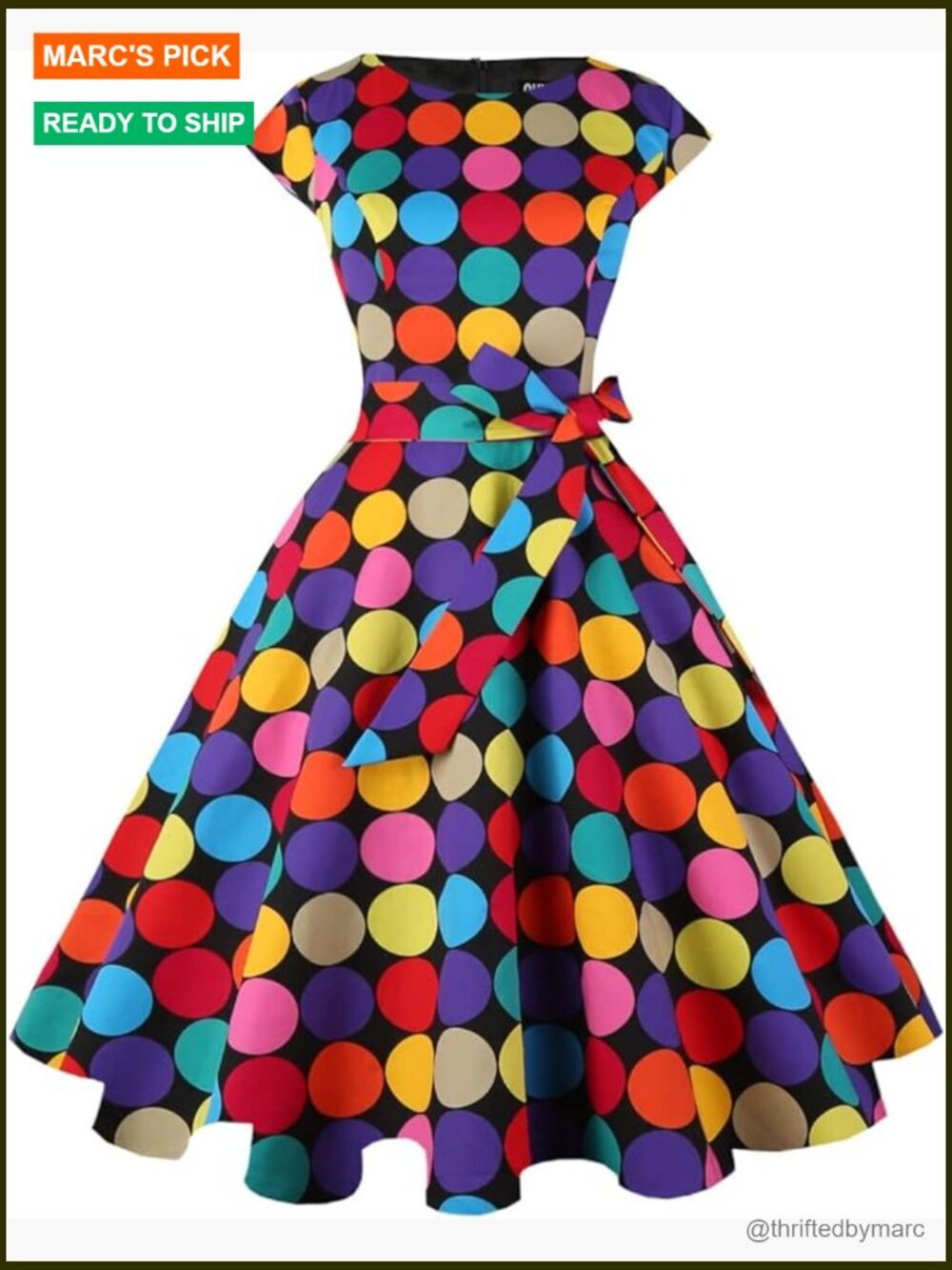 1950s Vintage Swing Cocktail Dress with Pockets Cap Sleeve Boatneck